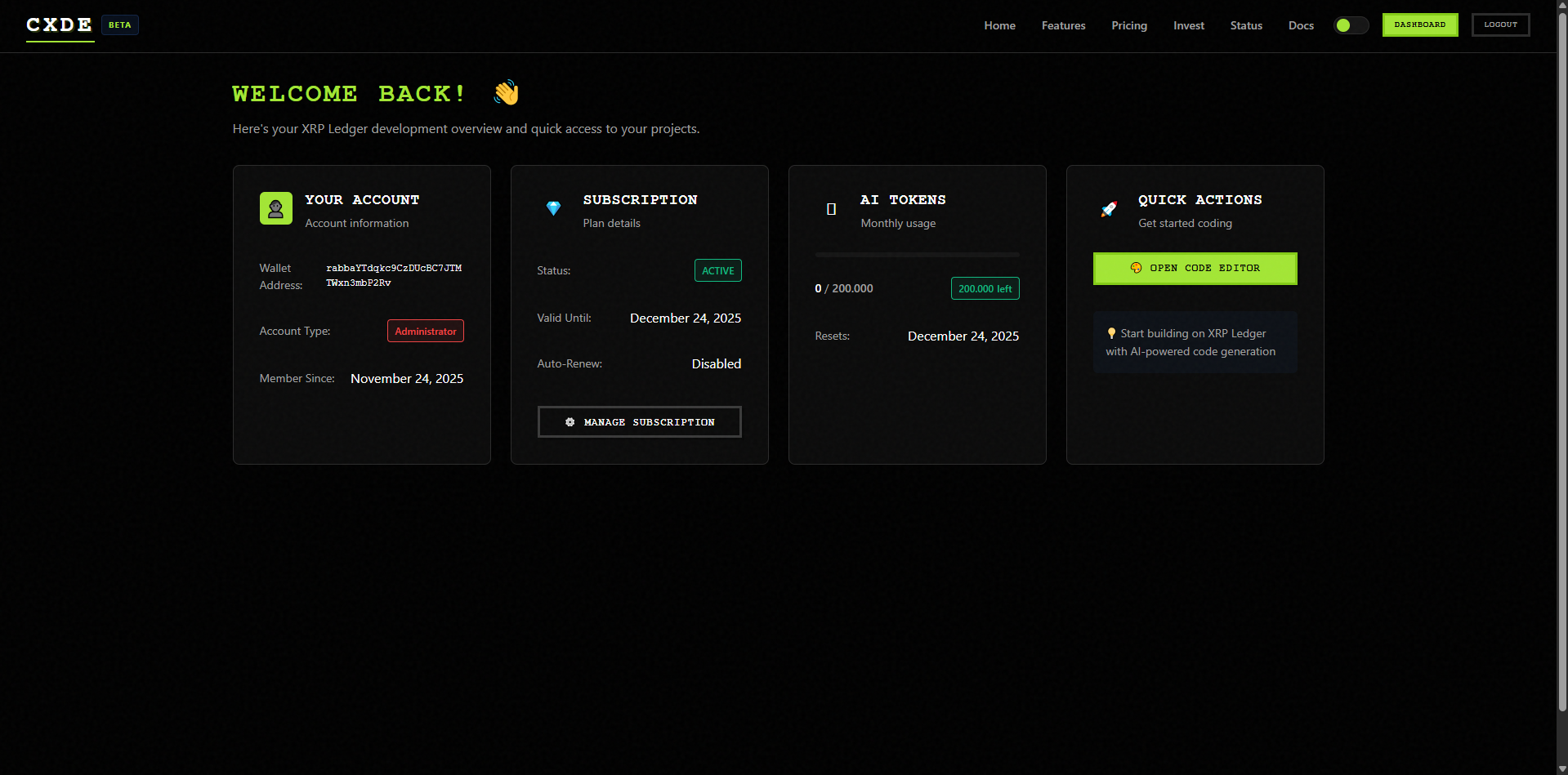 CXDE live terminal output